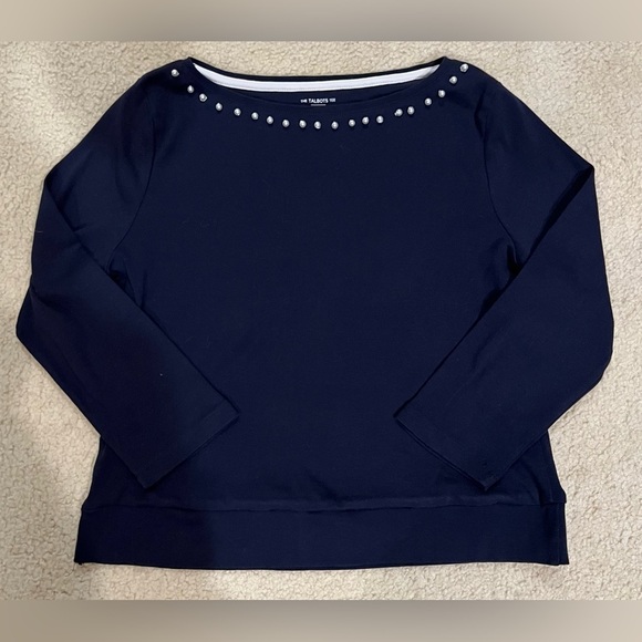 The Talbots tee medium petite Pearl collar cotton shirt. - Picture 1 of 2